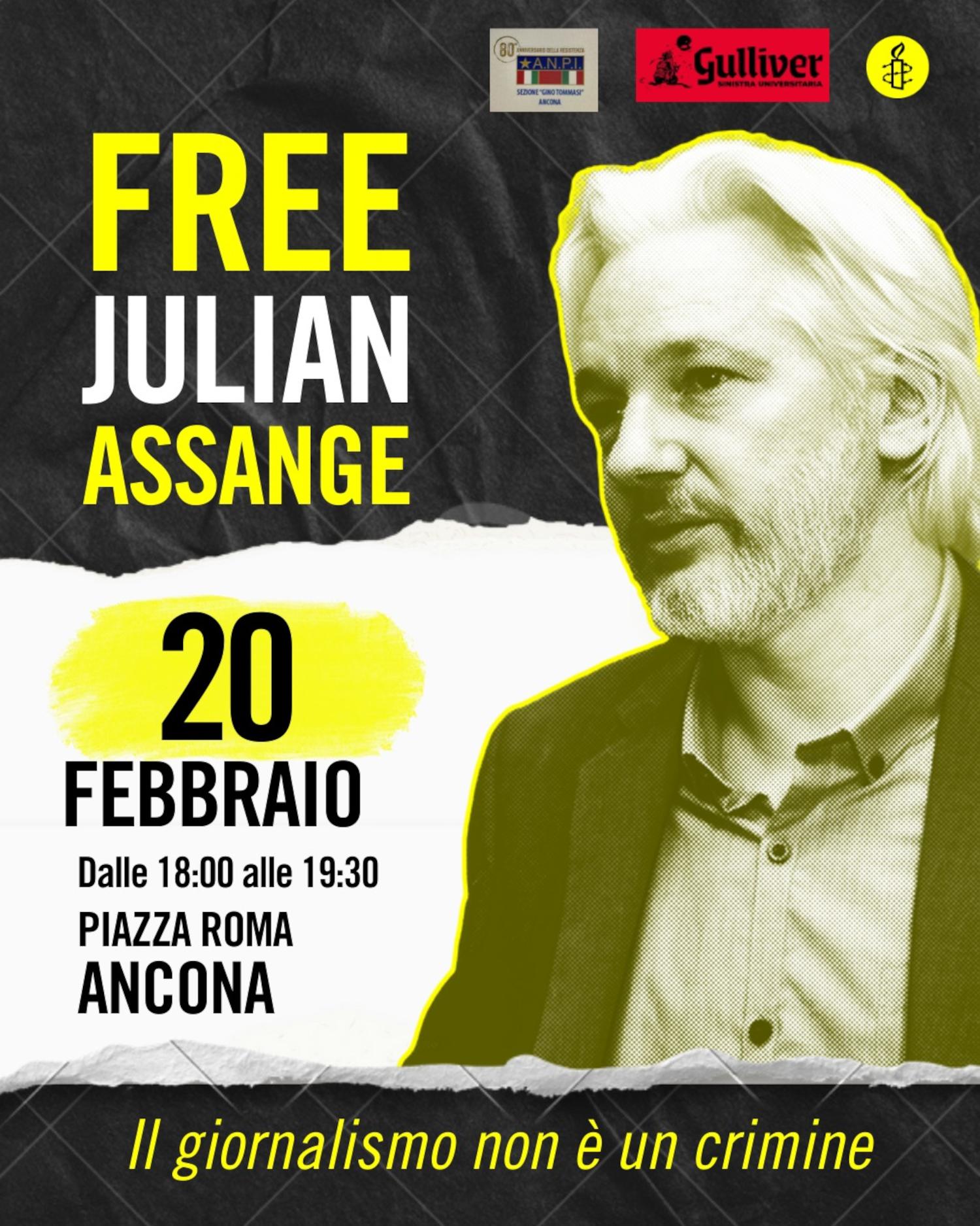Free Julian Assange, anche ad Ancona la mobilitazione globale di Amnesty International