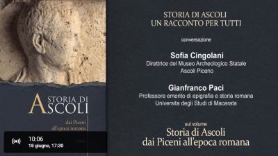 Incontro on line 'Storia di Ascoli. Un racconto per tutti', venerdì 18 giugno alle ore 17,30 sul canale YouTube dell’Istituto